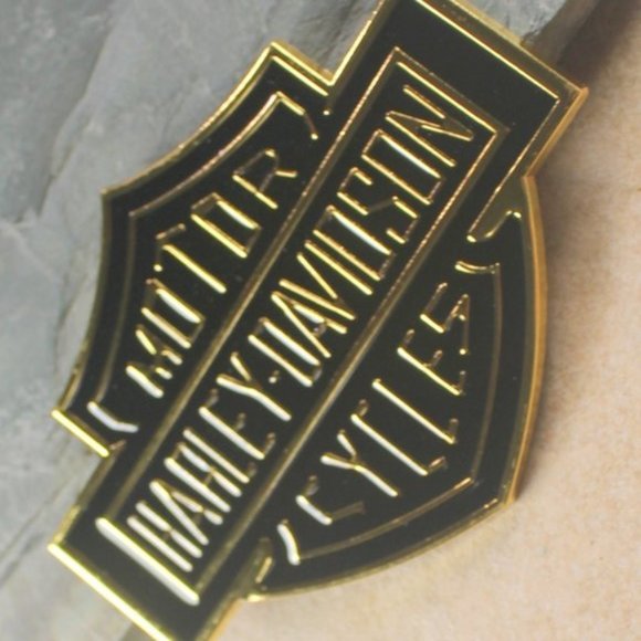 Golden Black New 4"x3" Harley-Davidson Bar & Shield Metal Decal Emblem - Picture 2 of 2